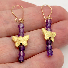 Load image into Gallery viewer, Butterfly and Natural Faceted Amethyst 14K Gold Filled Earrings. | 1 3/4" Long |