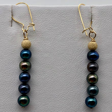 Load image into Gallery viewer, Shinning Teal Fresh Water Pearl 14K Gold Filled Earrings | 2" long |