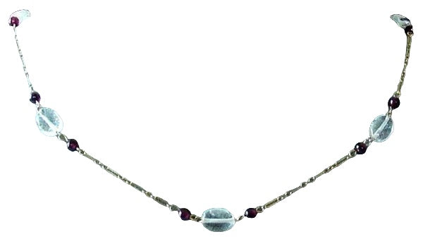 Quartz & Garnet 14Kgf Wire Wrap Necklace 4244