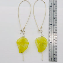 Load image into Gallery viewer, Korean Jade Carved Leaf Sterling Silver Drop Earrings | 3 1/4" Long | Green |