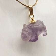 Load image into Gallery viewer, Amethyst Rhinoceros Pendant Necklace|Semi Precious Stone Jewelry|14k Pendant - PremiumBead Alternate Image 10