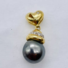 Load image into Gallery viewer, South Sea Pearl 14K Gold Drop Pendant | 1" Long | Gray | 1 Pendant |