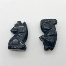 Load image into Gallery viewer, Howling New Moon 2 Carved Obsidian Wolf / Coyote Beads | 21x11x8mm | Black - PremiumBead Alternate Image 6