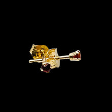 Load image into Gallery viewer, Garnet 14K Gold Post Faceted Round Cut Earrings | 2mm | Red | 1 Pair |