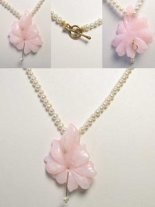 Love Pink Peruvian Opal Flower 16 inch Necklace 510369A - PremiumBead Primary Image 1