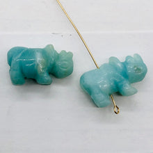 Load image into Gallery viewer, 2 Amazonite Hand Carved Rhinoceros Beads, 21x13x8mm Blue | 21x13x8mm | Blue