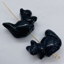 Load image into Gallery viewer, Just Nuts 2 Blue Goldstone Squirrel Animal Beads | 22x15x10mm | Blue Black
