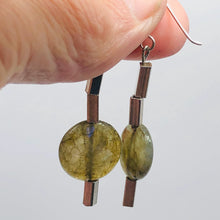 Load image into Gallery viewer, Unique Labradorite Disc and Sterling Silver Earrings 300015