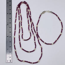 Load image into Gallery viewer, Garnet and Pearl Hand Knotted on Silk Necklace / Bracelet | 29" / 7.5" | 1 each|