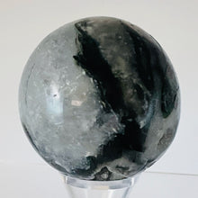 Load image into Gallery viewer, Moss Agate Druzy Quartz Crystal Meditation Sphere | 62mm | Green/White | 1 |