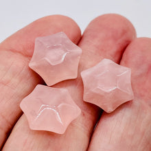 Load image into Gallery viewer, 3 Carved Rose Quartz 6-Point 16x9mm Star Beads 9245RQ | 16x9mm | Pink