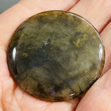 Load image into Gallery viewer, Labradorite Disc Pendant Bead | 45x5mm | Green Black | 1 Bead |