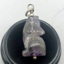 Load image into Gallery viewer, New Moon Amethyst Gray Wolf Solid Sterling Silver Pendant | 1.44&quot; (Long) - PremiumBead Alternate Image 4
