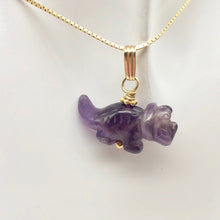 Load image into Gallery viewer, Purple Dinosaur Pendant Amethyst Triceratops 14K Pendant
