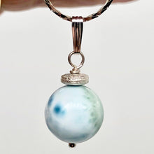 Load image into Gallery viewer, Hemimorphite Sterling Silver Pendant Round | 1" Long | Blue | 1 Pendant