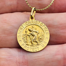 Load image into Gallery viewer, Saint Christopher 3 Gram 14K Round Medal | 1" Long | Gold | 1 Pendant |
