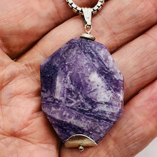Load image into Gallery viewer, Purple Flower Sodalite Sterling Silver Pendant | Purple/White | 2 1/4" Long |