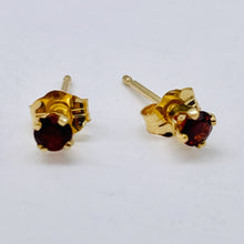 Load image into Gallery viewer, Garnet 14K Gold Faceted 3mm Round Post Earrings | 3mm | Red | 1 Pair |