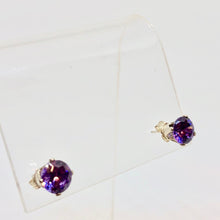 Load image into Gallery viewer, February 7mm Lab Amethyst & Sterling Silver Earrings 9780B - PremiumBead Alternate Image 3