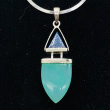 Load image into Gallery viewer, Lapis Lazuli Chrysoprase Sterling Silver Drop Pendant | 1 1/2" Long| Green/Blue|