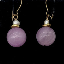 Load image into Gallery viewer, Kunzite and Pearl 14K Gold Filled Drop Earrings | 1" Long | Lavender |