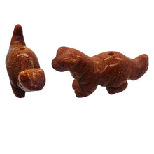 Load image into Gallery viewer, Dinosaur 2 Carved Goldstone Diplodocus Beads | 25x11.5x7.5mm | Golden sparkling Red