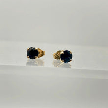 Load image into Gallery viewer, Blue Sapphire 14K Gold Earrings | 5mm | Blue | Stud | - PremiumBead Alternate Image 5