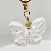 Load image into Gallery viewer, Flutter Carved Quartz Butterfly 14Kgf Pendant | 1 1/4" Long| Clear | 1 Pendant | - PremiumBead Alternate Image 4