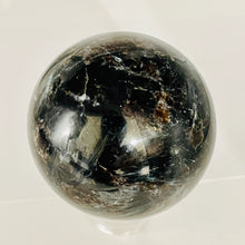 Load image into Gallery viewer, Arfvedsonite Scry Meditation Sphere Round | 2" | Black/Silver | 1 Sphere |