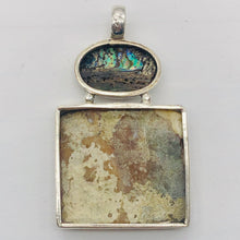 Load image into Gallery viewer, Abalone/Mother of Pearl Sterling Silver Drop Pendant | 2 1/4" Long | Blue/White|