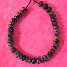 Load image into Gallery viewer, Opal Faceted Red Fire Roundel 4 1/4" Bead Strand | 4.5 mm | Black/Red | 39 Bead|