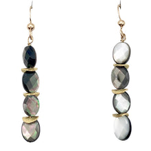 Load image into Gallery viewer, Faceted Tahitian MoP Shell 14K Gold Filled Earrings with Gold Beads|2 Inch Drop|