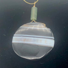 Load image into Gallery viewer, Sardonyx Jade 40mm Coin 14K Gold Filled Bead Pendant | Black | 2 1/4" Long |