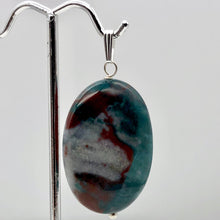 Load image into Gallery viewer, Rare Bloodstone Sterling Silver Oval Pendant with Wolf Head Image| 2 3/4" Long |