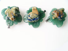 Load image into Gallery viewer, Ribbit 1 Lapis Frog On Aventurine Lily pad Pendant | 28x28.5x11mm | Blue - PremiumBead Primary Image 1