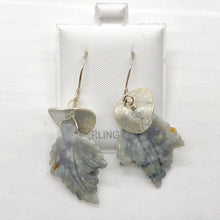 Load image into Gallery viewer, Ocean Jasper Sterling Silver Leaf Earrings | 2" Long | Seafoam Green | 1 Pair |