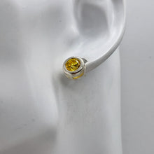 Load image into Gallery viewer, November 7mm Lab Created Citrine & Sterling Silver Earrings
