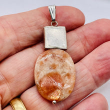 Load image into Gallery viewer, Sunstone Sterling Silver Drop/Dangle | 2 1/4" Long | Pink/Golden | 1 Pendant |