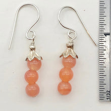 Load image into Gallery viewer, Sterling Silver Peach Chalcedony with Silver Accent Earrings | 1 3/8 inches long |
