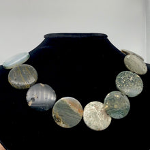 Load image into Gallery viewer, White Gray Green Gold Ocean Jasper Pendant Bead Strand| 36mm | 12 beads |