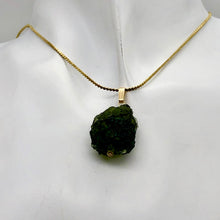 Load image into Gallery viewer, Other Worldly Green Moldavite Meteor Pendant |14k Gold Pendant | 1 1/8" Long |
