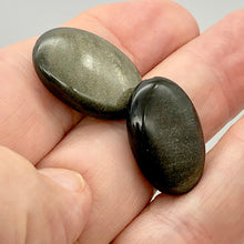 Load image into Gallery viewer, Gold Sheen Obsidian Oval | 25x17x7mm | Golden black | 2 Bead(s) |