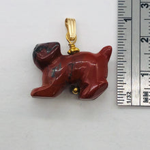 Load image into Gallery viewer, Brecciated Jasper Red Panda Bear 14K Gold Filled Pendant | 1" Long | Red | 1 |