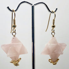 Load image into Gallery viewer, Rose Quartz 14K Gold Filled Merkaba Star | 1.75" Long | Pink | 1 Earrings