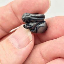 Load image into Gallery viewer, Hoppity 2 Hand Carved Hematite Bunny Rabbit Beads | 21x11.5x9mm | Graphite - PremiumBead Alternate Image 9