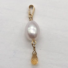 Load image into Gallery viewer, Pearl Topaz 14K Gold Filled Drop/Dangle Pendant | 1 1/4" Long | White/Pink | 1 |