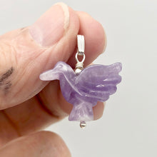 Load image into Gallery viewer, Carved Amethyst Dove Bird Sterling SilverPendant | 1.5 inches (Long) | Purple | - PremiumBead Alternate Image 3