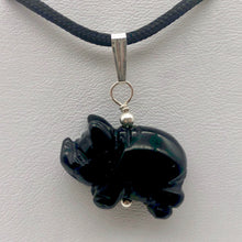 Load image into Gallery viewer, Black Obsidian Pig Pendant Necklace |Semi Precious Stone Jewelry|Silver Pendant| - PremiumBead Alternate Image 8