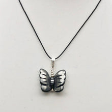 Load image into Gallery viewer, Flutter Carved Hematite Butterfly and Sterling Silver Pendant 509256HMS - PremiumBead Alternate Image 2