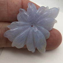 Load image into Gallery viewer, 40.7cts Hand Carved Blue Chalcedony Flower Bead | 51x36x4mm | - PremiumBead Alternate Image 3